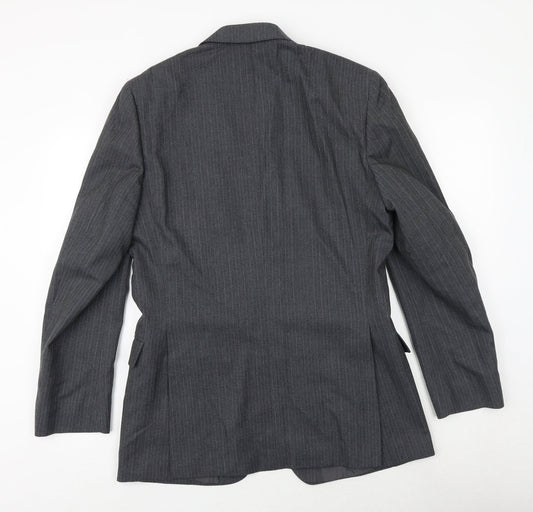 Hepworths Mens Grey Striped Wool Jacket Suit Jacket Size 40 Regular