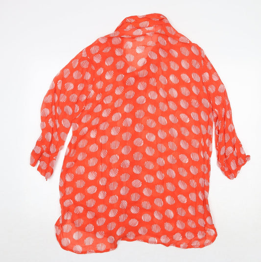 Womens UK Size S Capri Orange Basic Button-Up