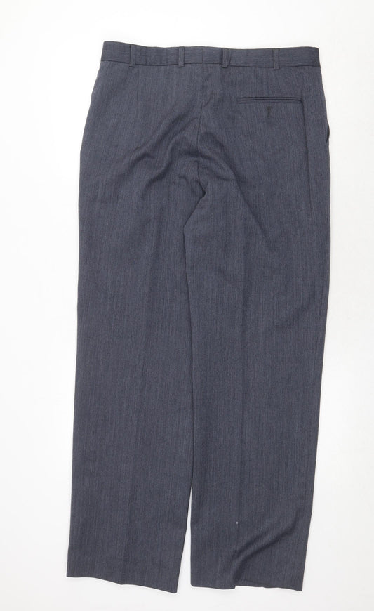 Mens UK Size 36 in Chatsworth Regular Fit Dress Pants Blue Trousers