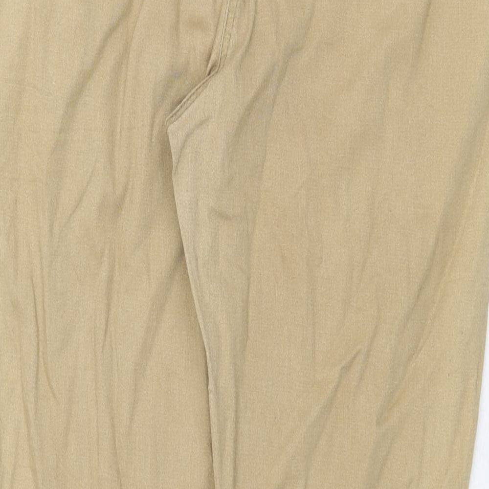 E-vie Womens Beige Cotton Chino Trousers Size 14 Regular Zip