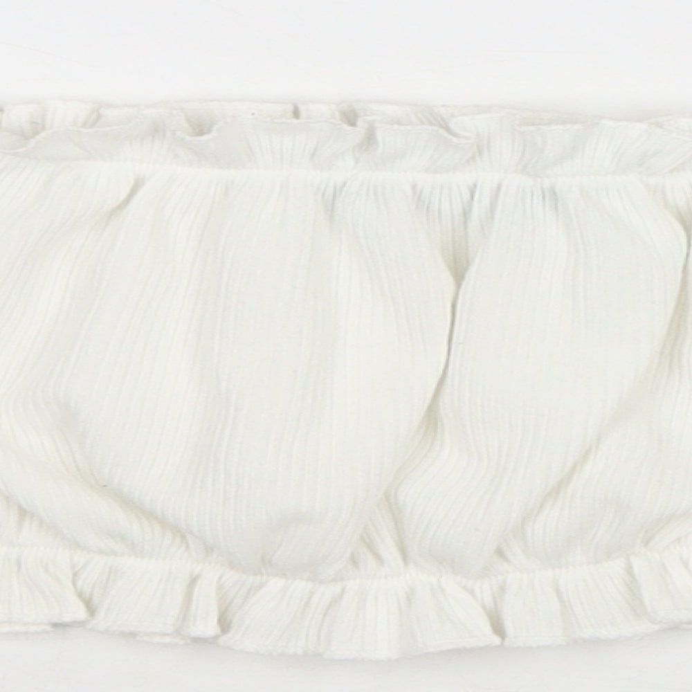 Womens UK Size 4 PRETTYLITTLETHING White Cropped Tank
