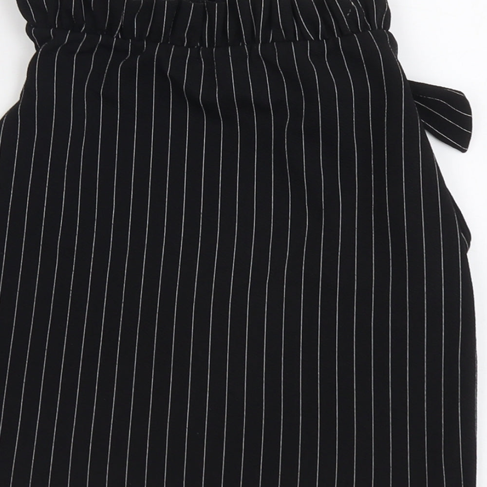 PRETTYLITTLETHING Womens Black Striped Polyester A-Line Skirt Size 4