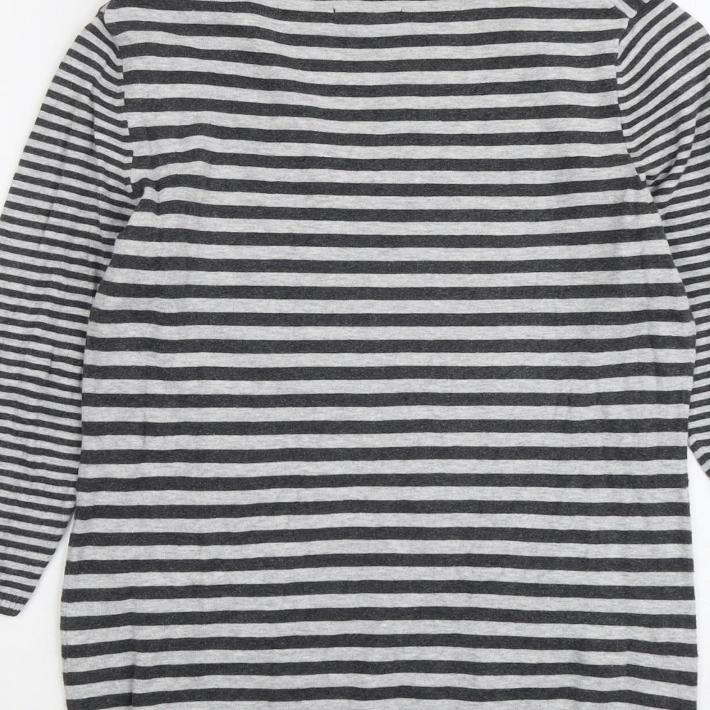 Gap Womens Grey Scoop Neck Striped Acrylic Pullover Jumper Size S