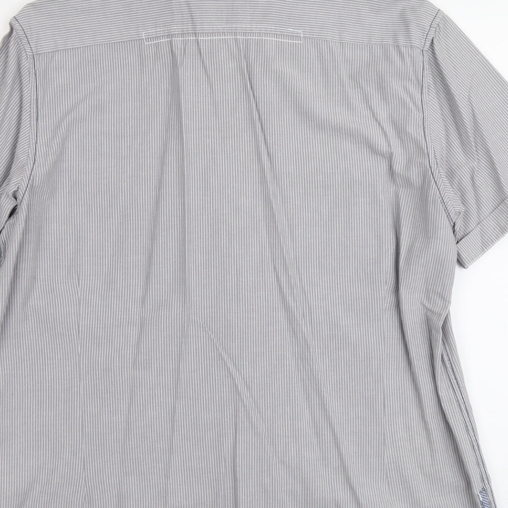 Mens UK Size L Burton Grey Button-Up Short Sleeve Casual Shirt