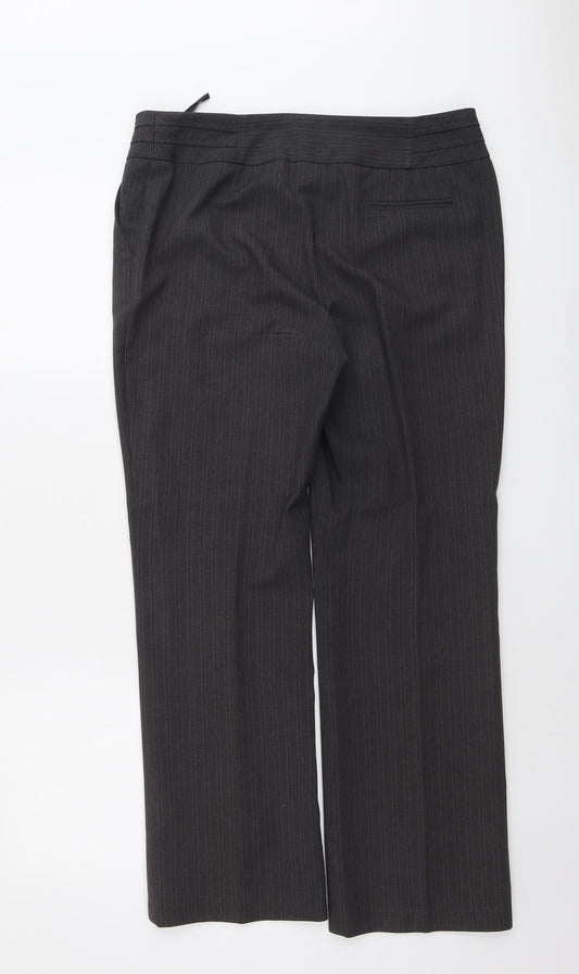 Womens UK Size 12 BHS Regular Fit Dress Pants Grey Trousers
