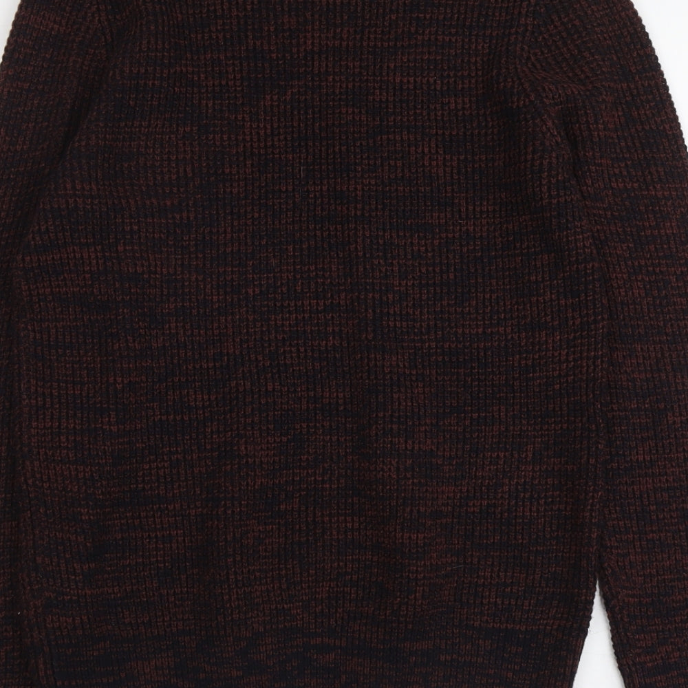 New Look Mens Red Round Neck Acrylic Pullover Jumper Size M Long Sleeve