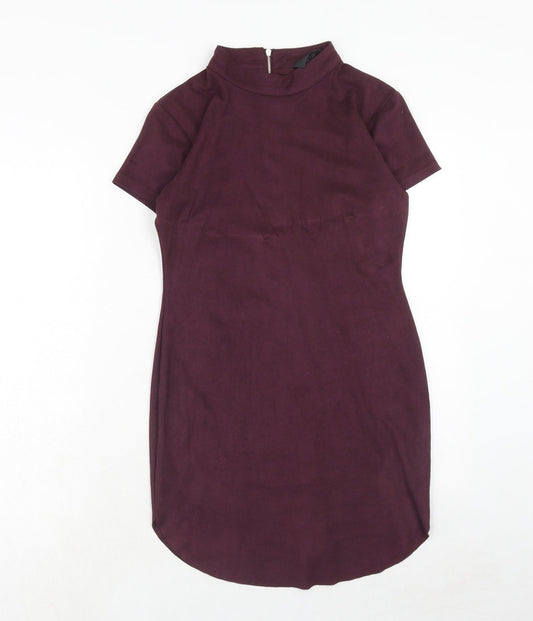 AX Paris Womens Purple Polyester A-Line Size 12 Round Neck Zip