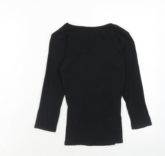 Womens UK Size M Bershka Black Basic T-Shirt
