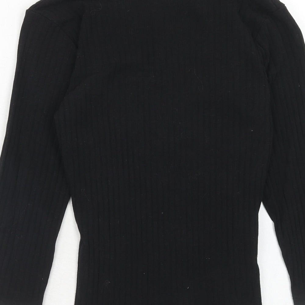 Womens UK Size M Bershka Black Basic T-Shirt