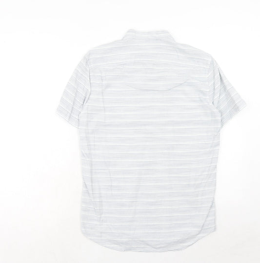 Mens UK Size S NEXT Blue Button-Up Short Sleeve Casual Shirt