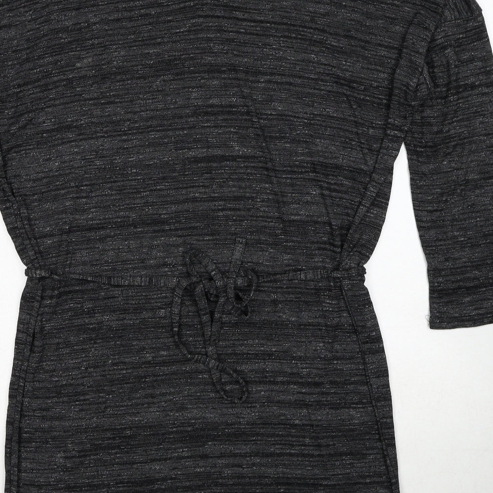 Oasis Womens Grey Viscose A-Line Size M Round Neck Button