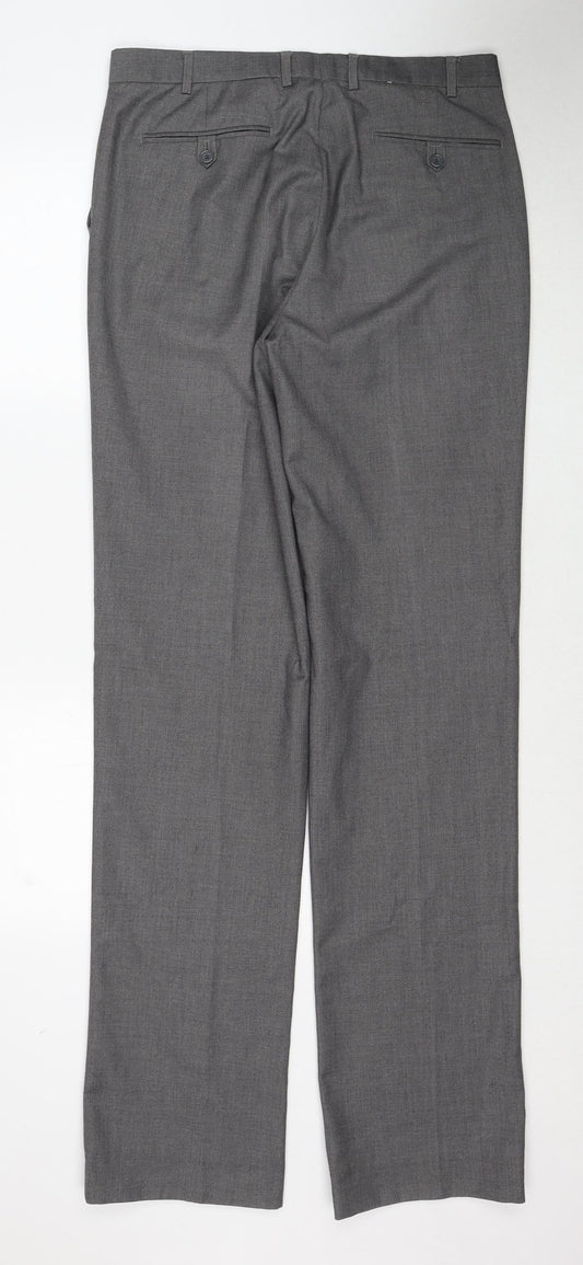 Skopes Mens Grey Polyester Chino Trousers Size 34 in Regular Zip
