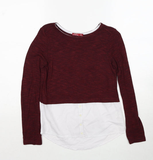 Womens UK Size S Bershka Red Pullover Jumper