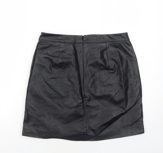 Marks and Spencer Womens Black Polyurethane A-Line Skirt Size 10 Zip