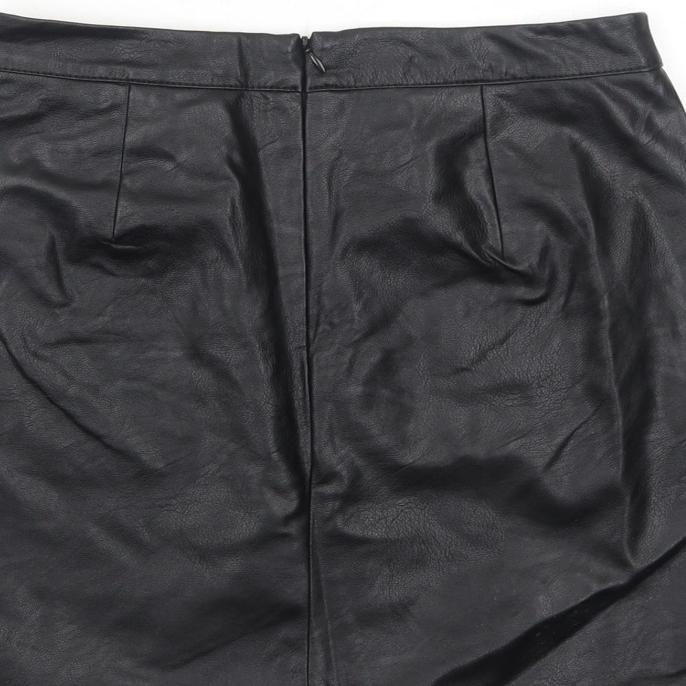 Marks and Spencer Womens Black Polyurethane A-Line Skirt Size 10 Zip