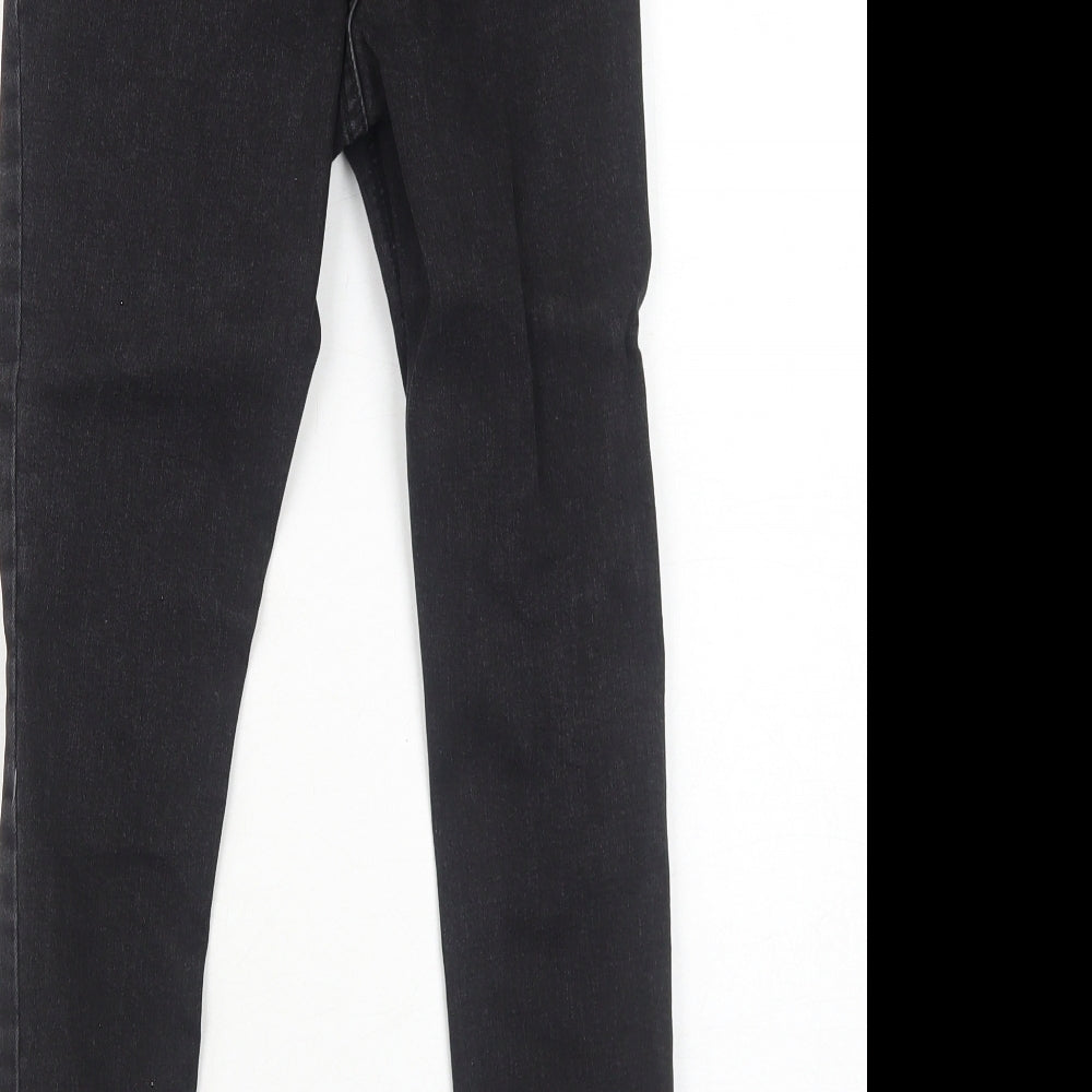 New Look Girls Black Cotton Skinny Jeans Size 10 Years Regular Zip - Distressed