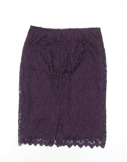 La Redoute Womens Purple Polyester Straight & Pencil Skirt Size 6 Zip