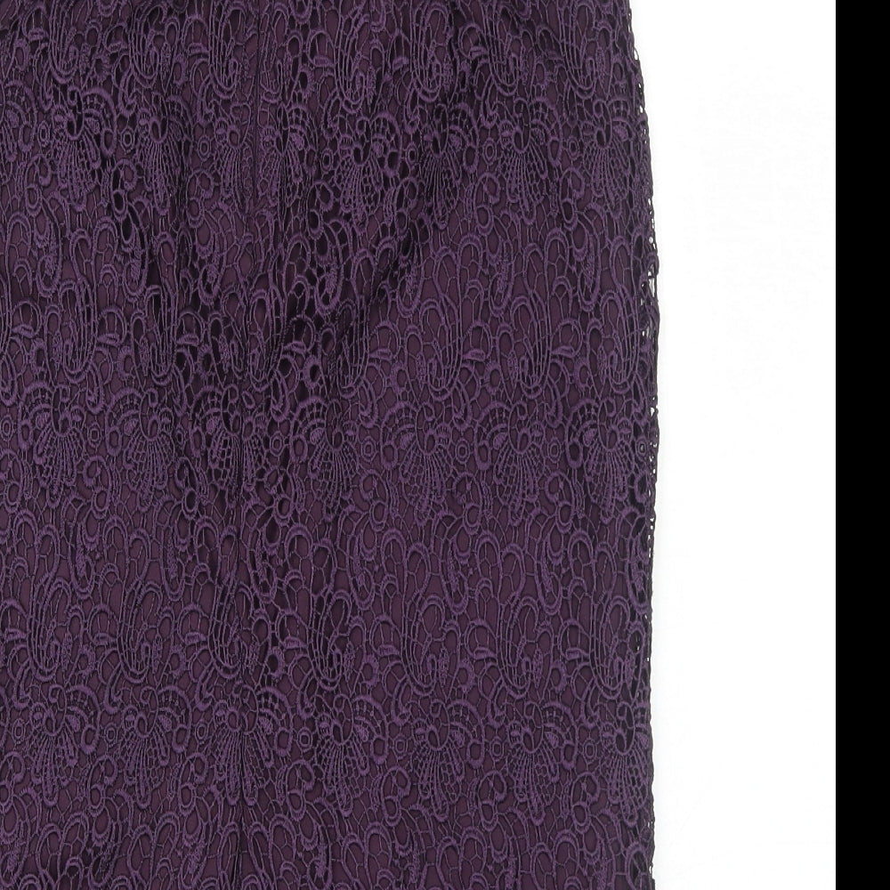 La Redoute Womens Purple Polyester Straight & Pencil Skirt Size 6 Zip