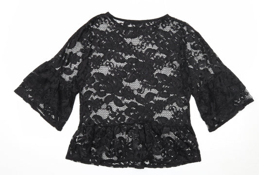 Womens UK Size 10 River Island Black Basic Blouse