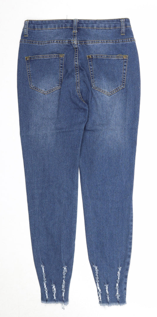 PRETTYLITTLETHING Womens Blue Cotton Skinny Jeans Size 8 Regular Zip