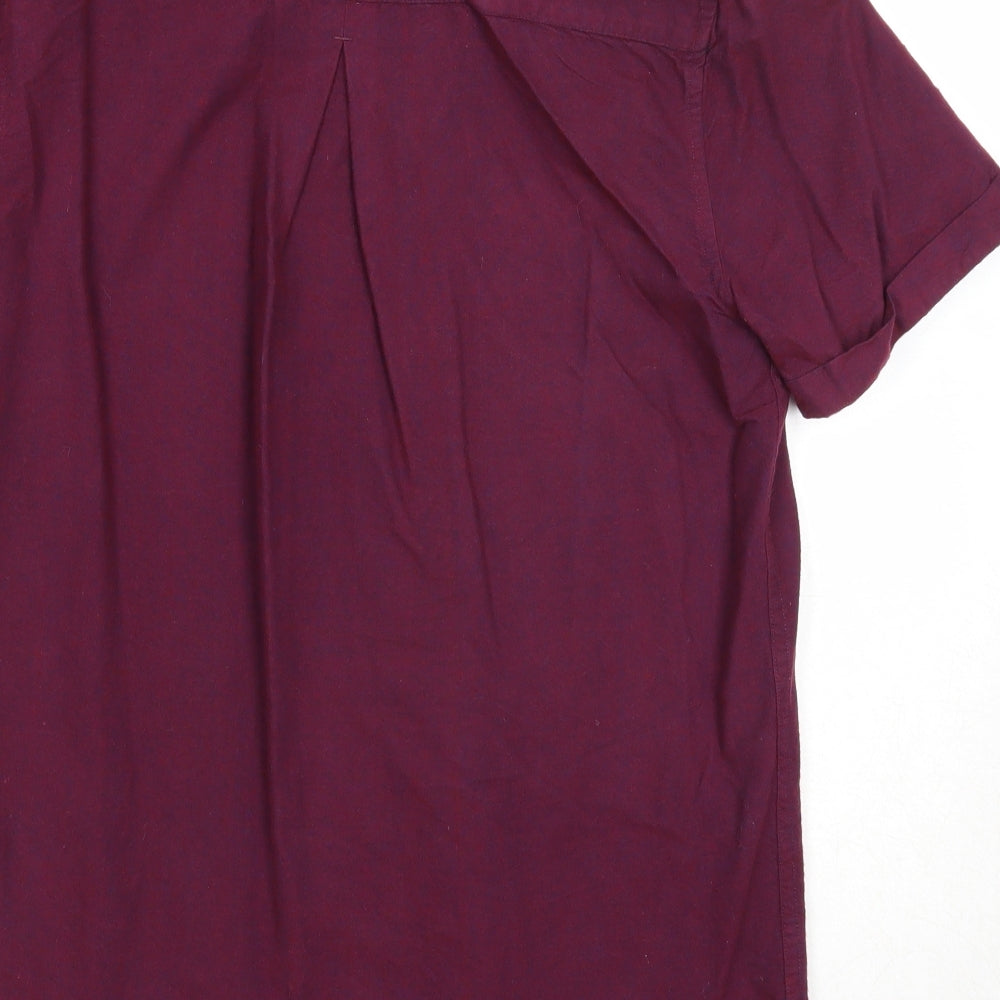 River Island Mens Purple Cotton Button-Up Size S Collared Button