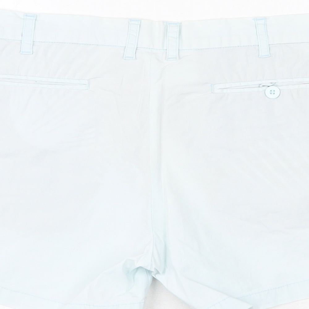 Deus Womens Blue Cotton Chino Shorts Size 12 Regular Zip