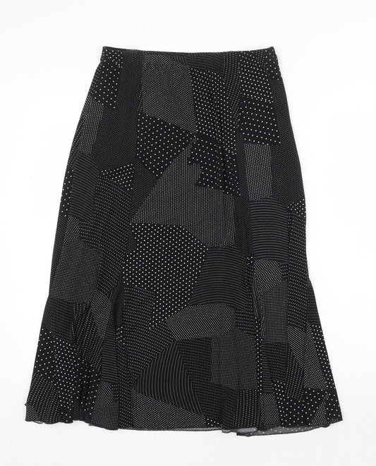 Sonic Womens Black Geometric Polyester Swing Skirt Size 12