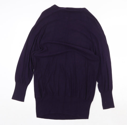 Kaliko Womens Purple Round Neck Cotton Pullover Jumper Size M