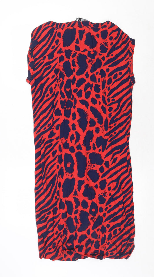 NEXT Womens Multicoloured Animal Print Viscose A-Line Size 6 Round Neck Pullover - Leopard Pattern