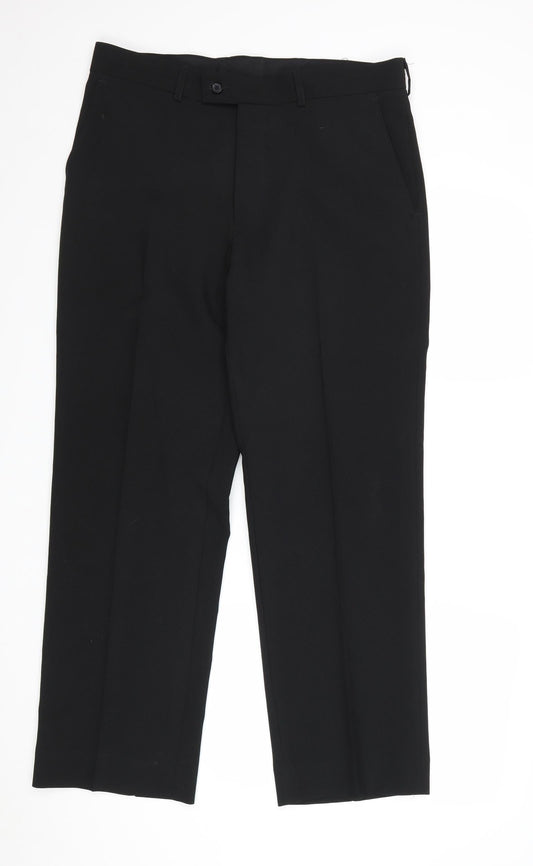 Womens UK Size 32 Debenhams Regular Fit Dress Pants Black Trousers