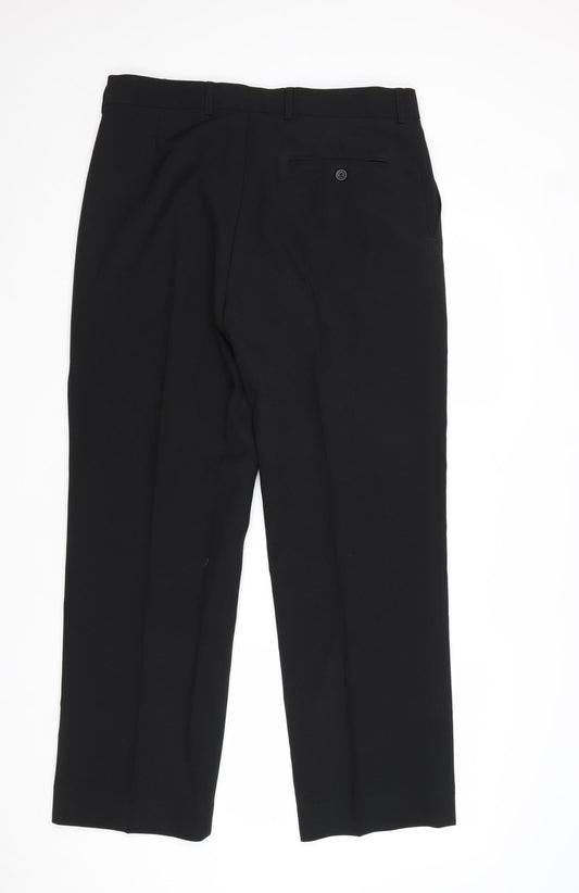Womens UK Size 32 Debenhams Regular Fit Dress Pants Black Trousers