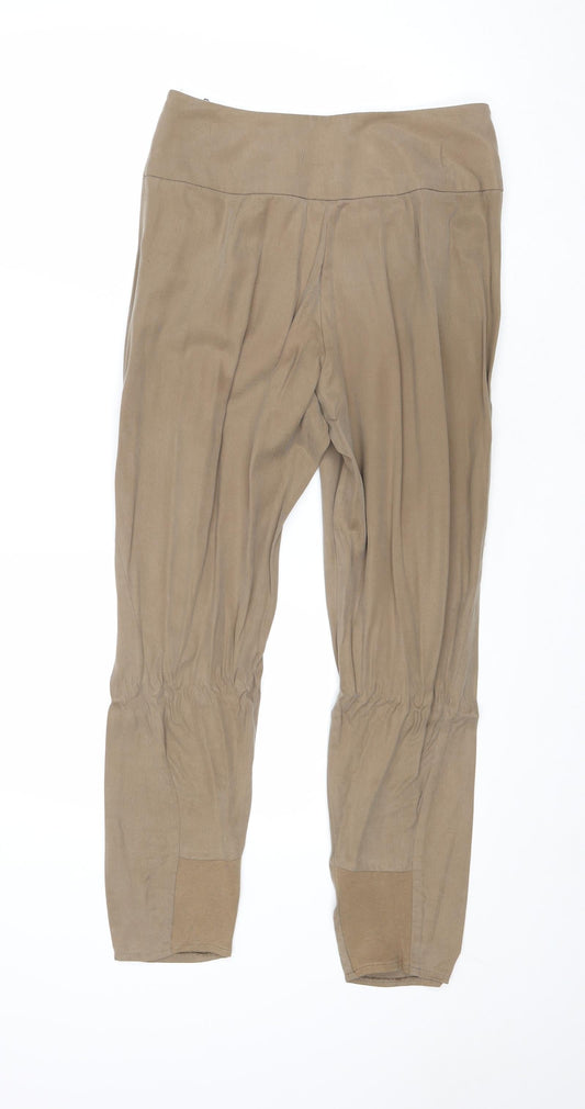 Topshop Womens Brown Lyocell Trousers Size 8 Regular Zip