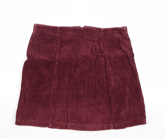 Brandy Melville Womens Red Cotton Mini Skirt Size 28 in Zip