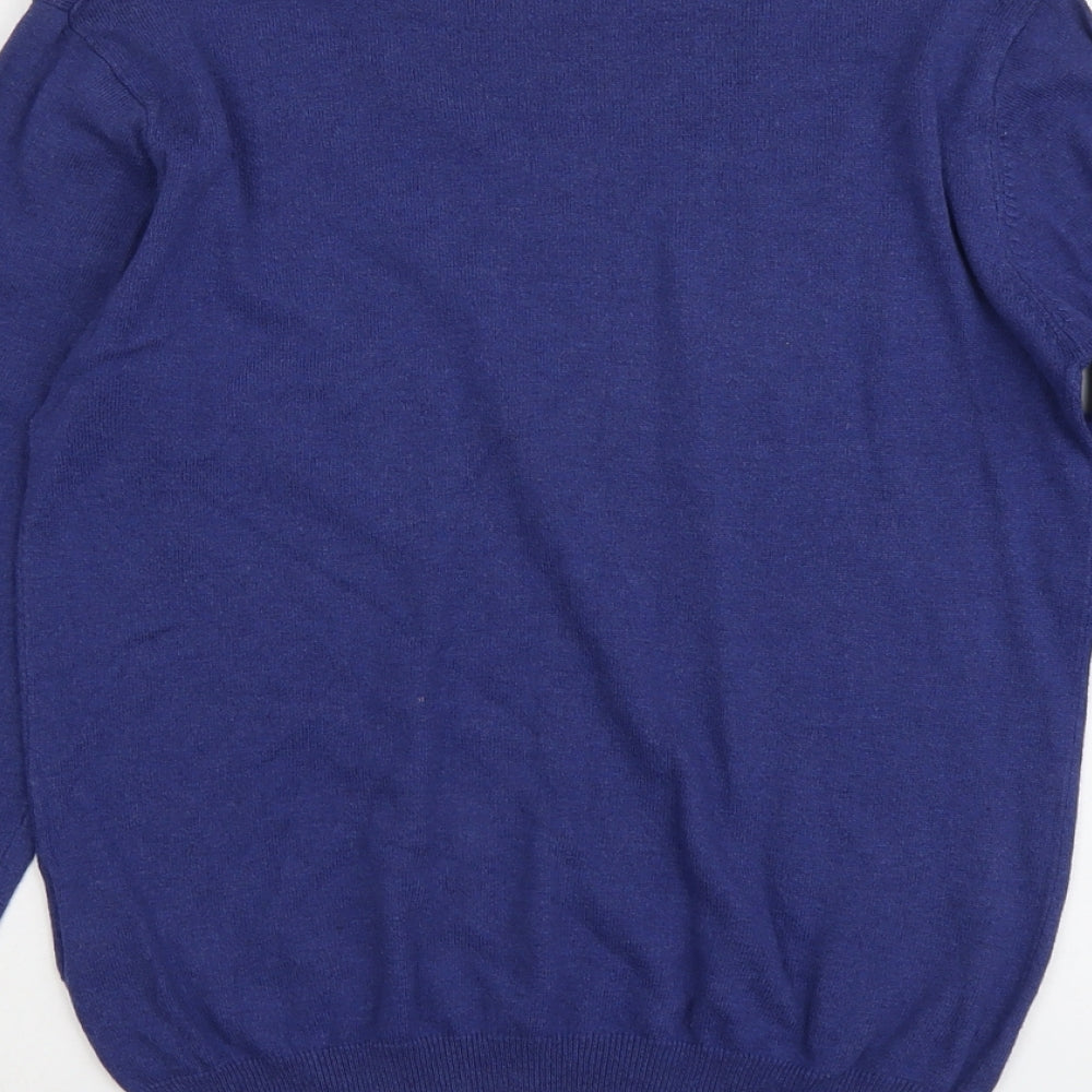 Smog Mens Blue Round Neck Cotton Pullover Jumper Size S Long Sleeve