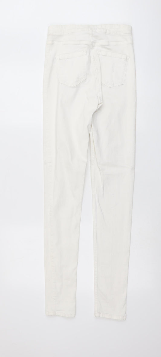 Topshop Womens Ivory Cotton Skinny Jeans Size 30 in L33 in Regular Button