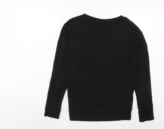 H&M Womens Black Cotton Pullover Sweatshirt Size XS Pullover - Christmas Mistletoe