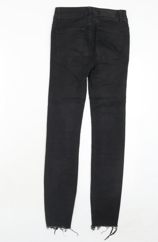 Womens UK Size XS FB Sister Regular Fit Straight Black Jeans