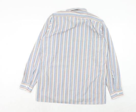 Mens UK Size 16.5 John Charles Blue Button-Up Long Sleeve Casual Shirt