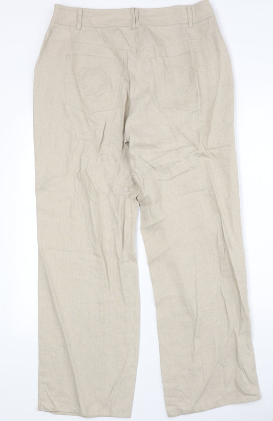 Womens UK Size 14 Gerry Weber Regular Fit Beige Trousers