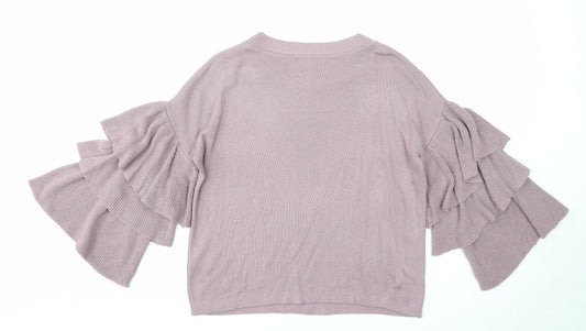 Derek Heart Womens Purple Round Neck Acrylic Pullover Jumper Size S