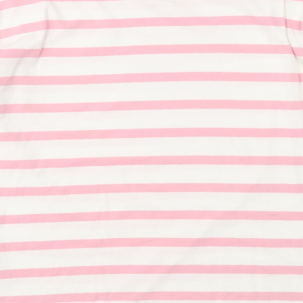 Gap Girls Multicoloured Striped Cotton Basic T-Shirt Size L Boat Neck Pullover - Ice Cream