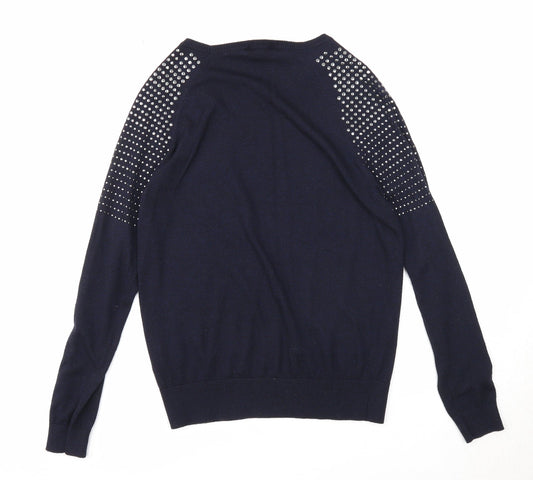 Womens UK Size S Mia Moda Blue Pullover Jumper