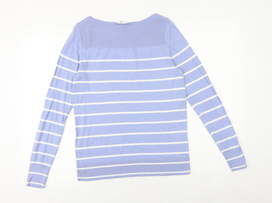 Gap Womens Blue Boat Neck Striped 100% Cotton Pullover Jumper Size XS