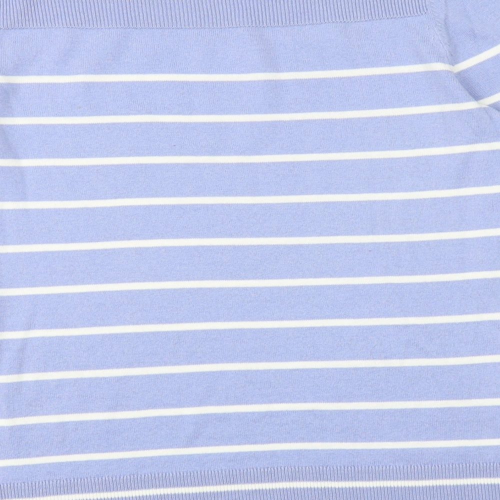 Gap Womens Blue Boat Neck Striped 100% Cotton Pullover Jumper Size XS