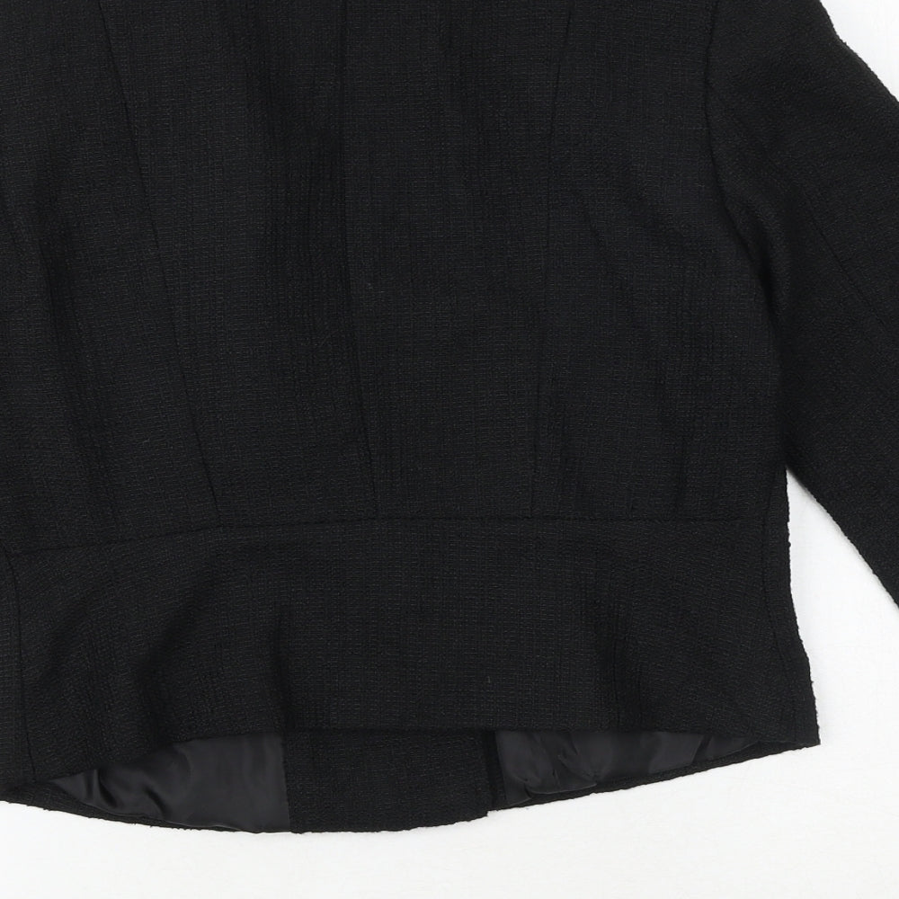 Womens UK Size 6 H&M Black Biker Coat