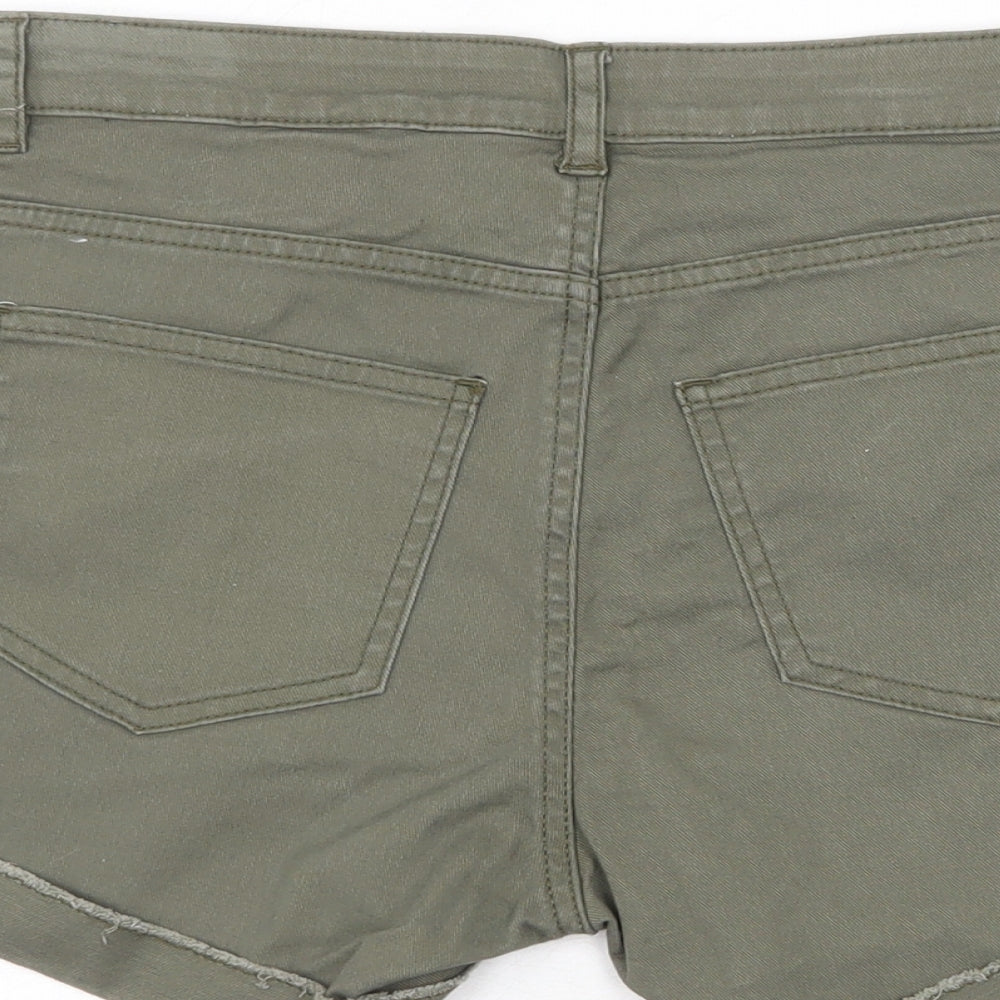 H&M Womens Green Cotton Boyfriend Shorts Size 8 Regular Zip
