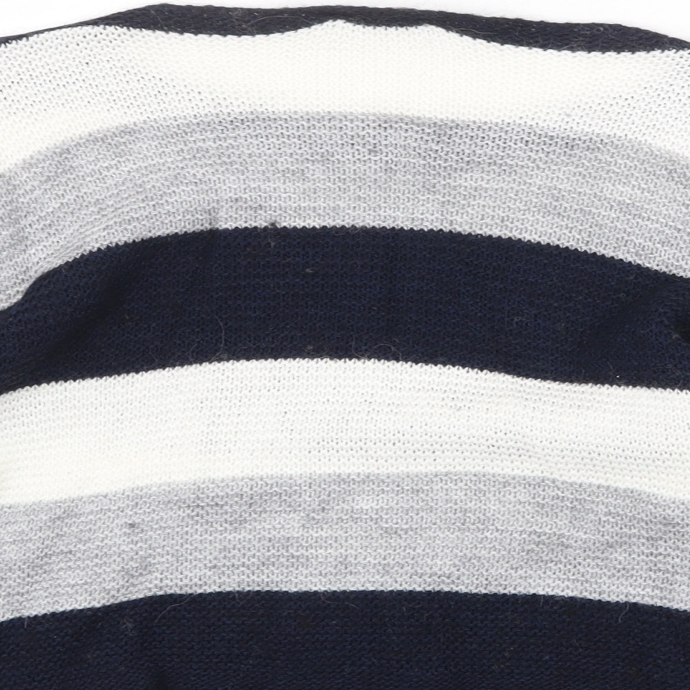 CARINA RICCI Womens Multicoloured Boat Neck Striped Acrylic Pullover Jumper Size S