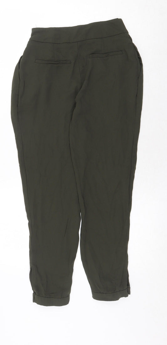 Womens UK Size XS Zara Regular Fit Green Trousers