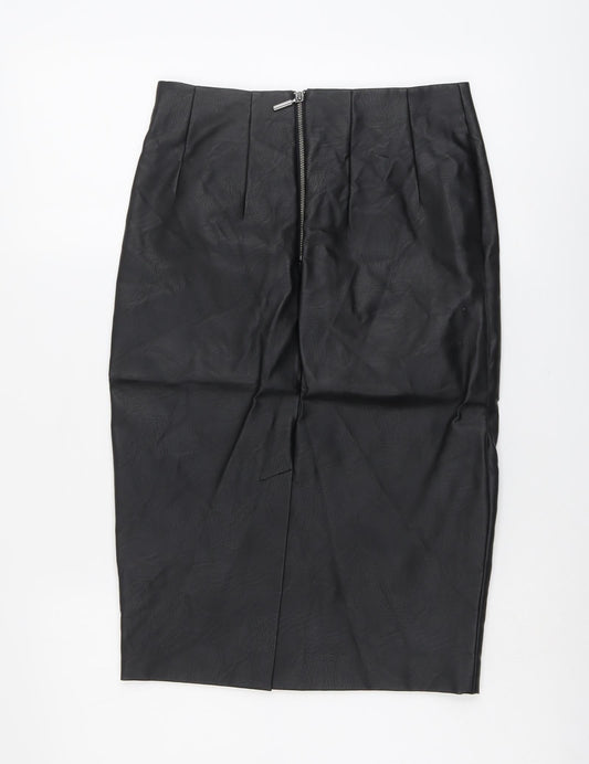 Oasis Womens Black Polyester A-Line Skirt Size 8 Zip