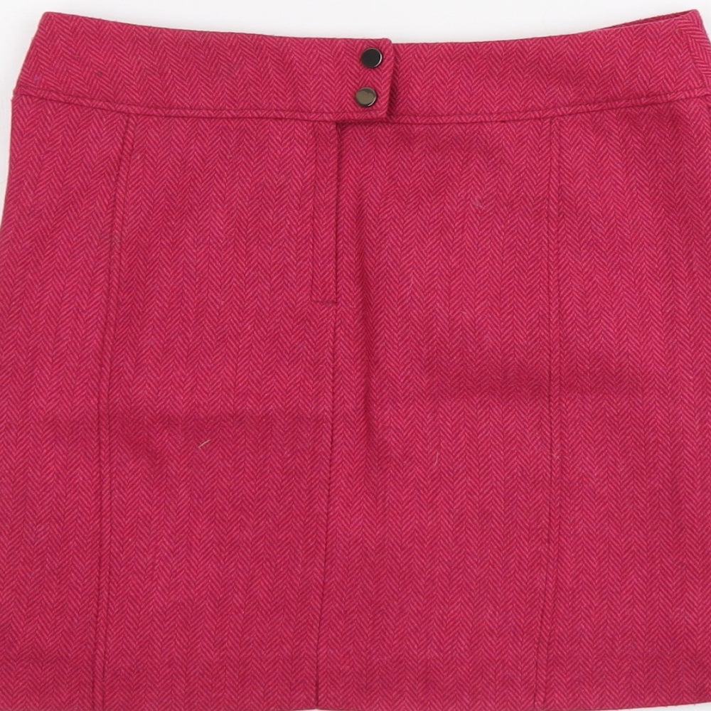 H&M Womens Pink Polyester A-Line Skirt Size S Snap